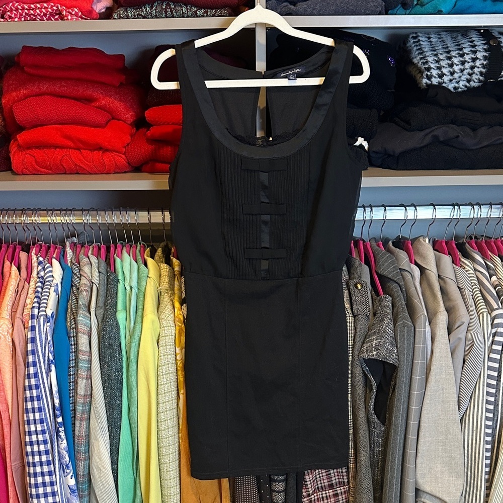 American Eagle black sleeveless multimedia back zipper closure dress size S
